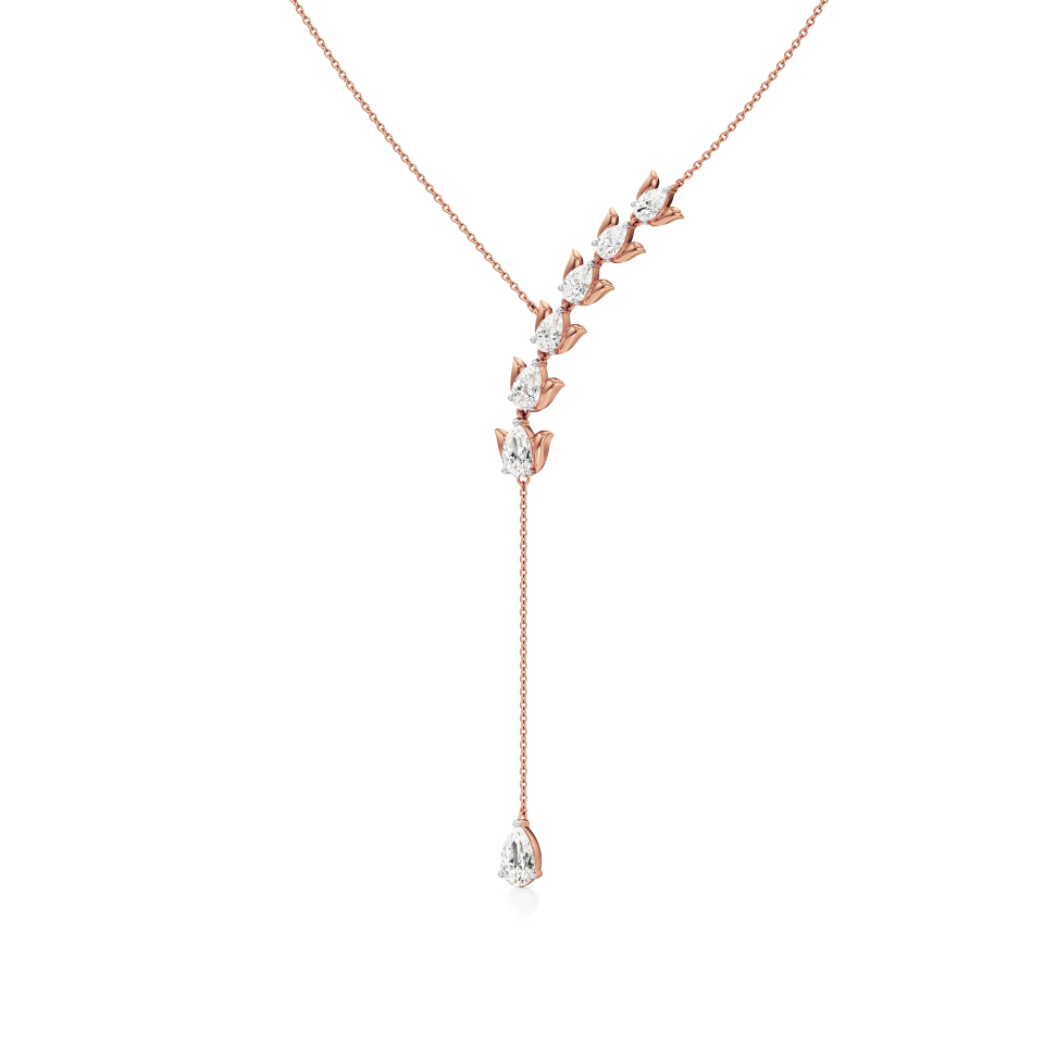 14k Rose Gold Nayara Bloom Drop Diamond Necklace