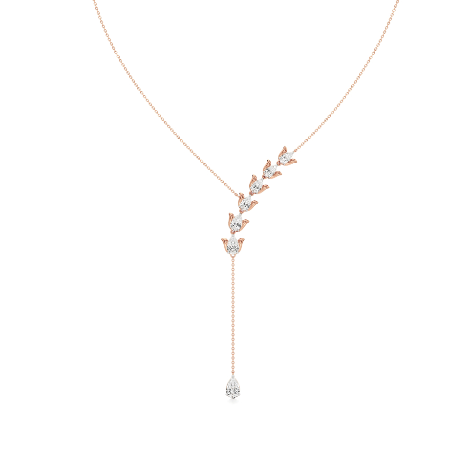 14k Rose Gold Nayara Bloom Drop Diamond Necklace
