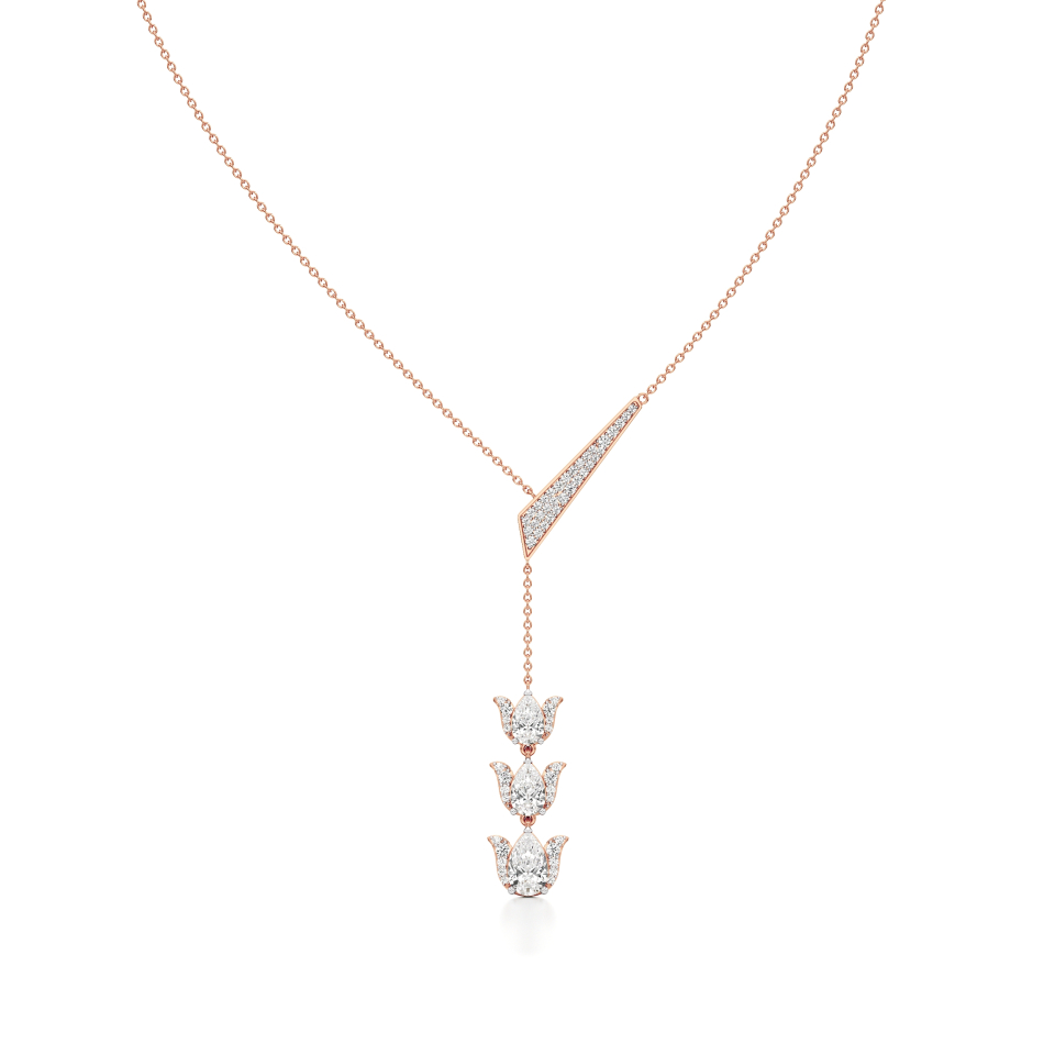 14k Rose Gold Arnika Lotus Drop Diamond Necklace