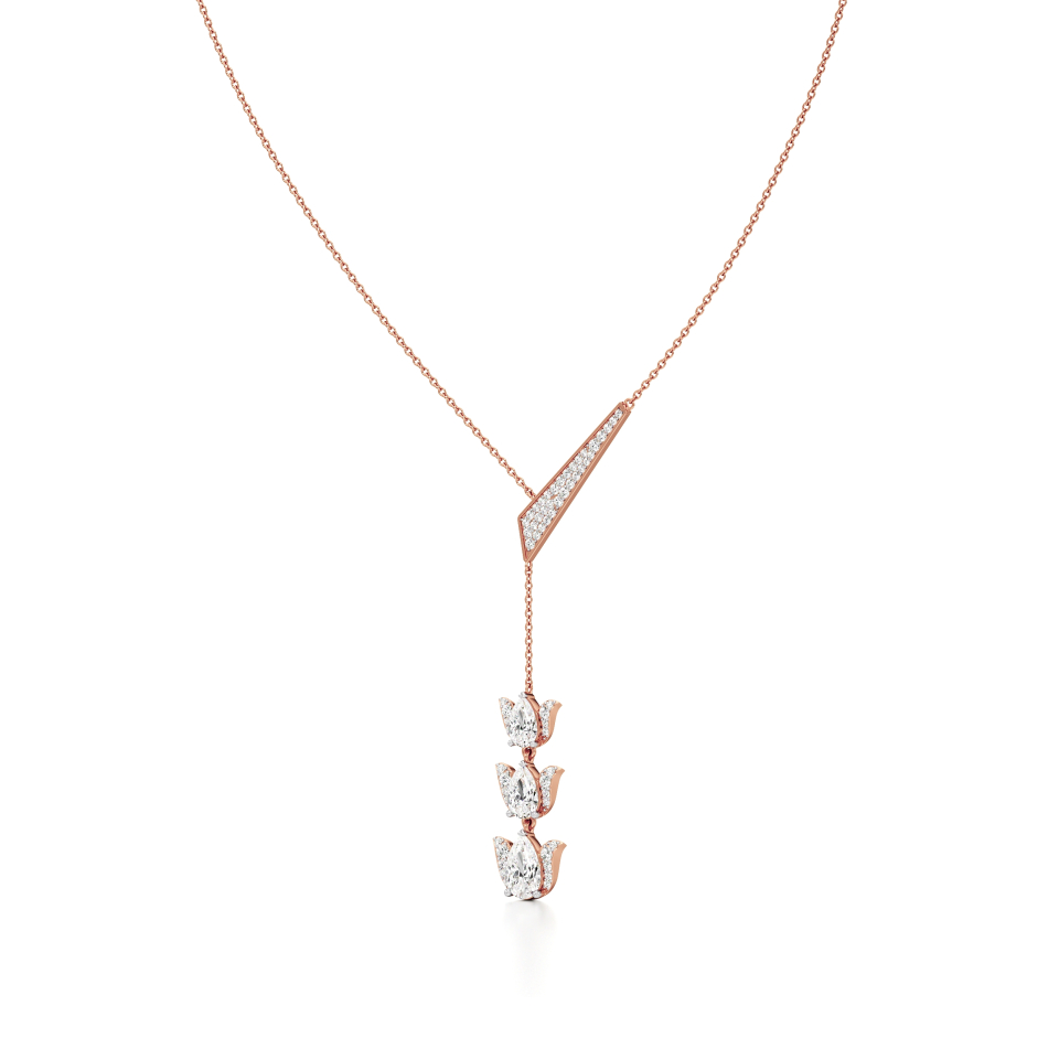 14k Rose Gold Arnika Lotus Drop Diamond Necklace