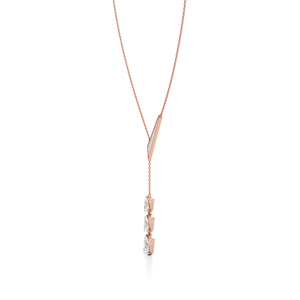 14k Rose Gold Arnika Lotus Drop Diamond Necklace
