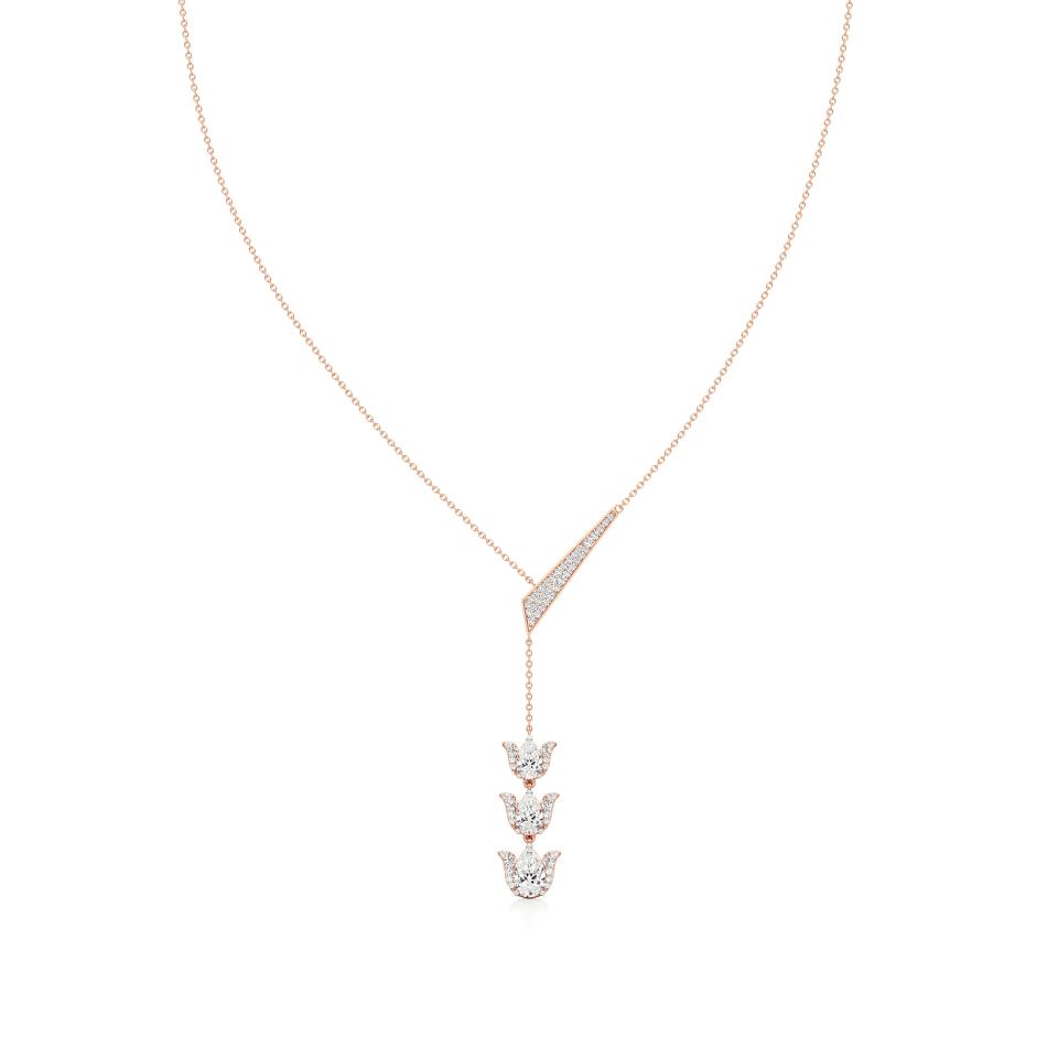 14k Rose Gold Arnika Lotus Drop Diamond Necklace