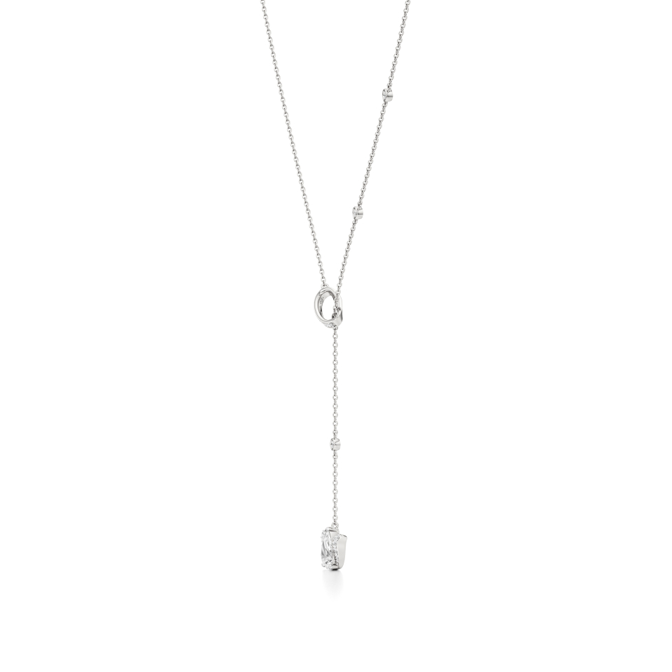 14k White Gold Vanya Dropped Lotus Charm Diamond Necklace