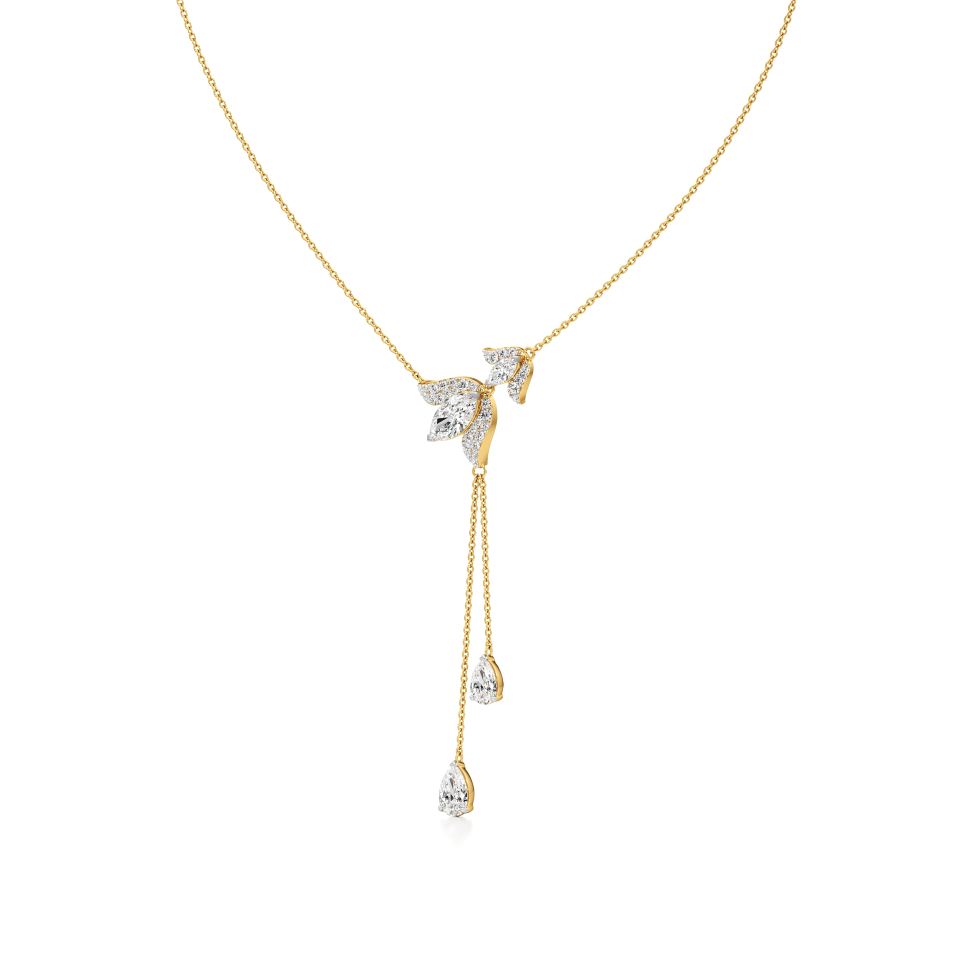 14k Yellow Gold Lotus Glow Drop Diamond Necklace
