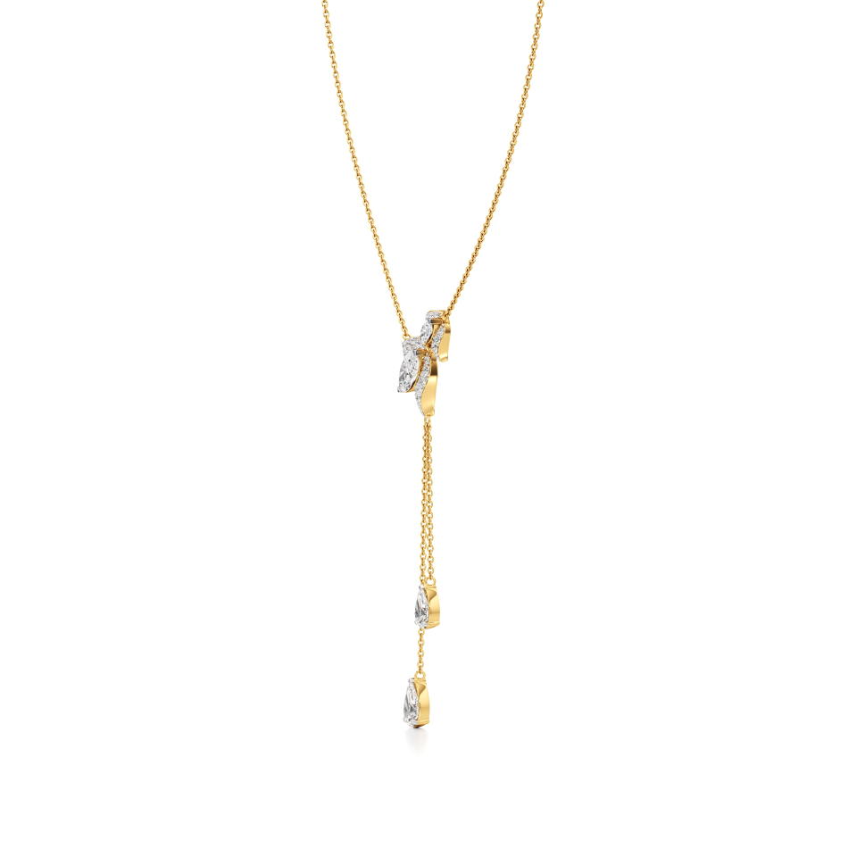 14k Yellow Gold Lotus Glow Drop Diamond Necklace
