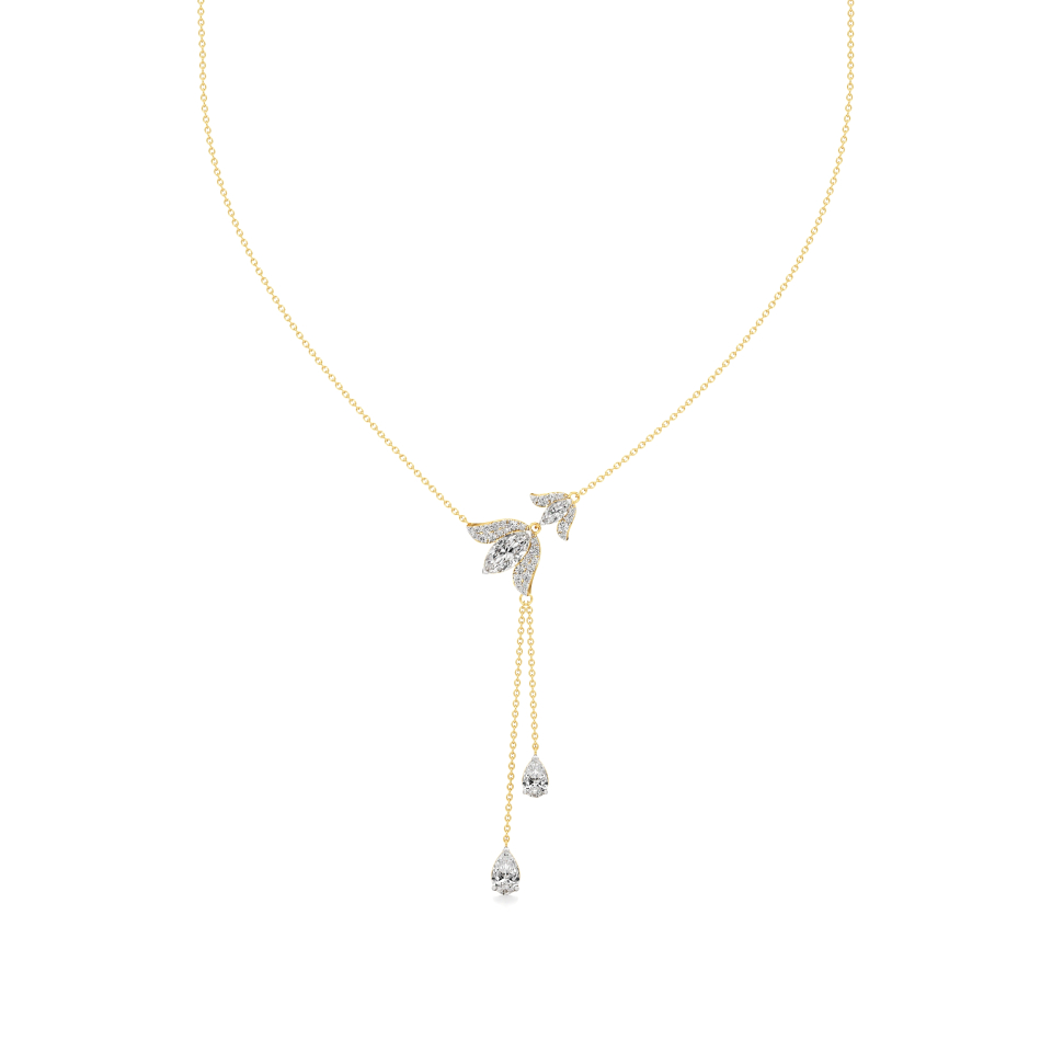 14k Yellow Gold Lotus Glow Drop Diamond Necklace