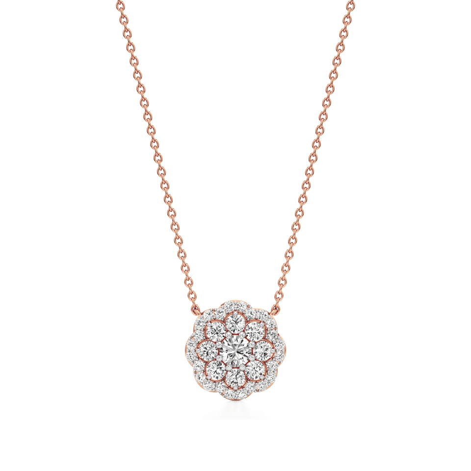 14k Rose Gold Ethereal Petal Diamond Pendant