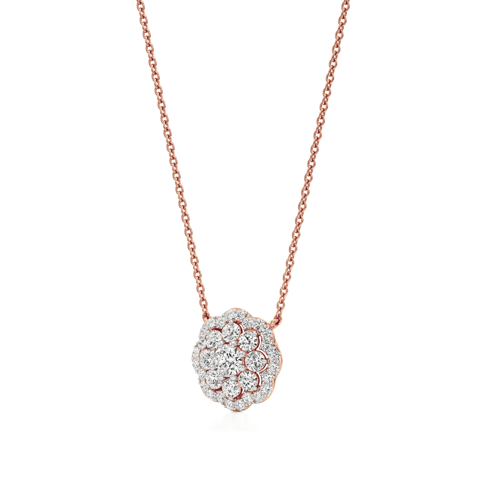 14k Rose Gold Ethereal Petal Diamond Pendant