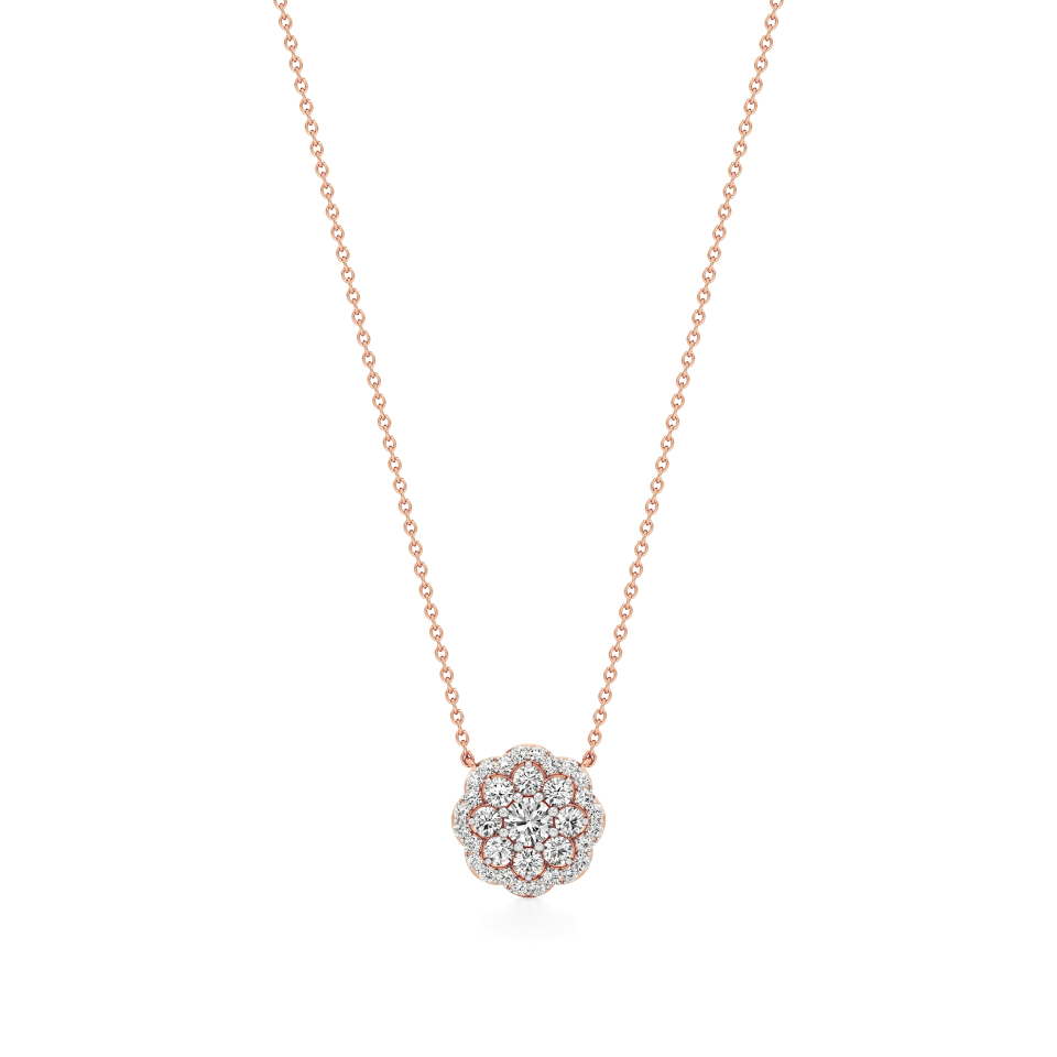 14k Rose Gold Ethereal Petal Diamond Pendant