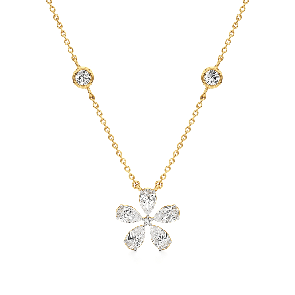 14k Yellow Gold Snowflake Diamond Pendant