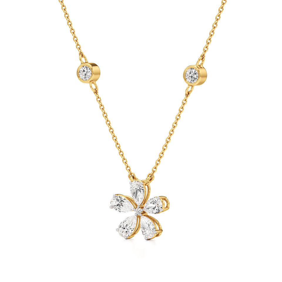 14k Yellow Gold Snowflake Diamond Pendant
