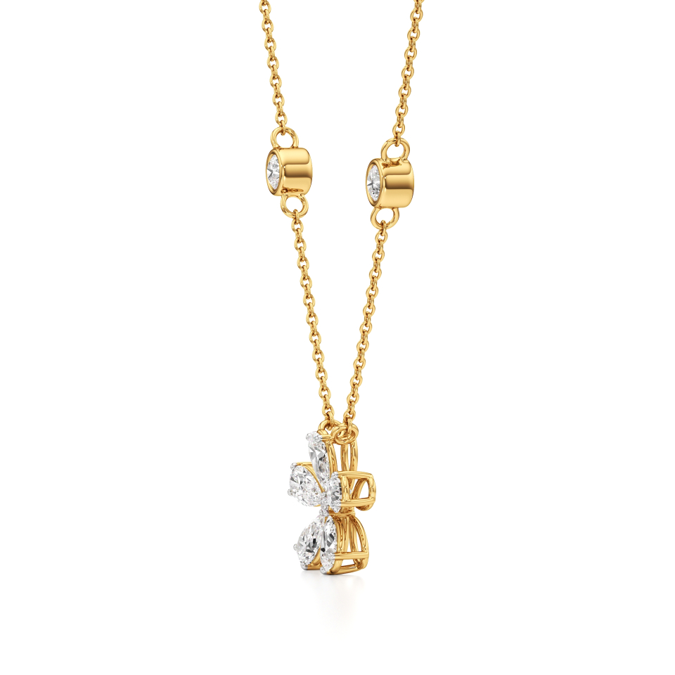 14k Yellow Gold Snowflake Diamond Pendant
