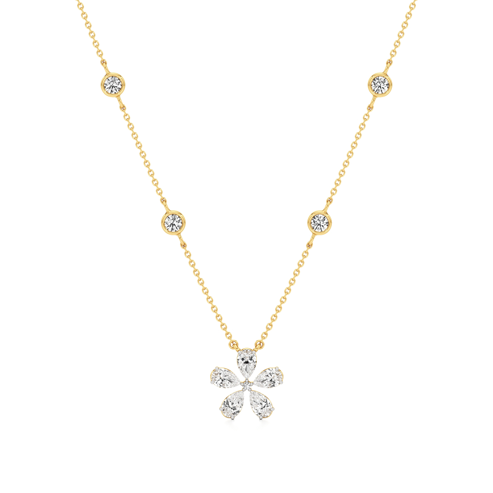 14k Yellow Gold Snowflake Diamond Pendant