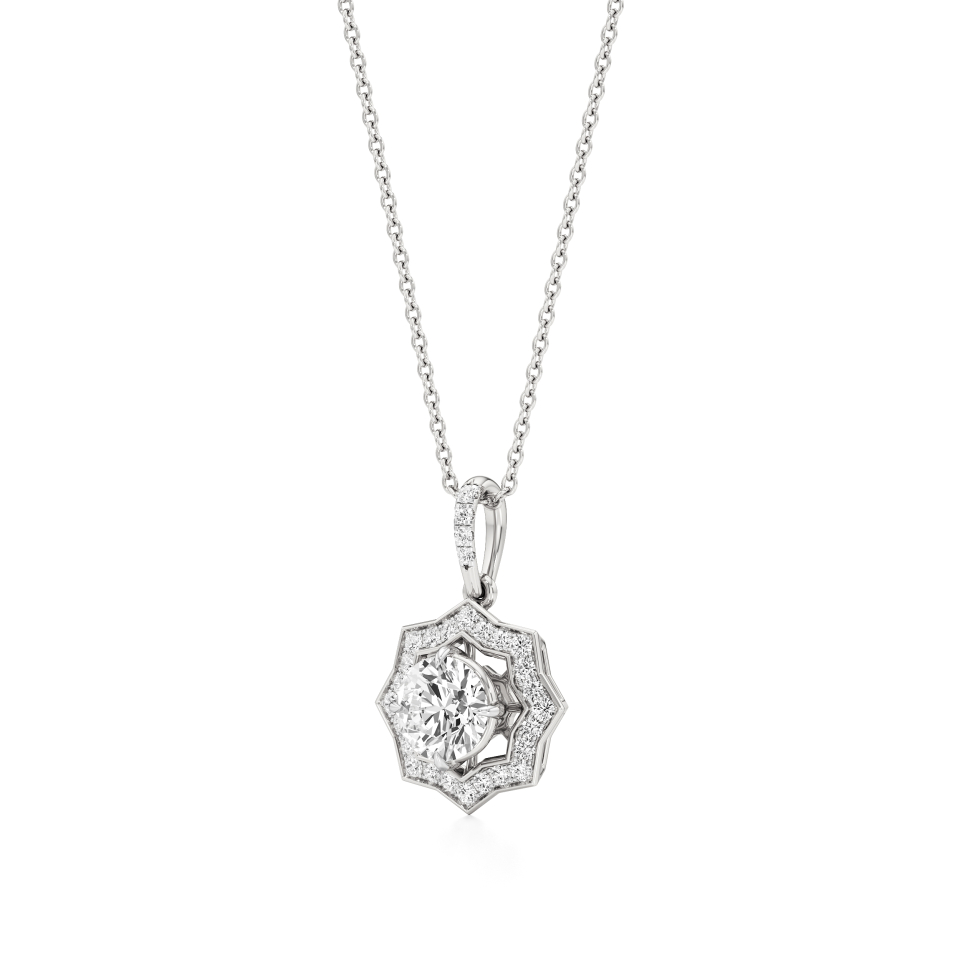 14k White Gold Stellar Radiance Diamond Pendant