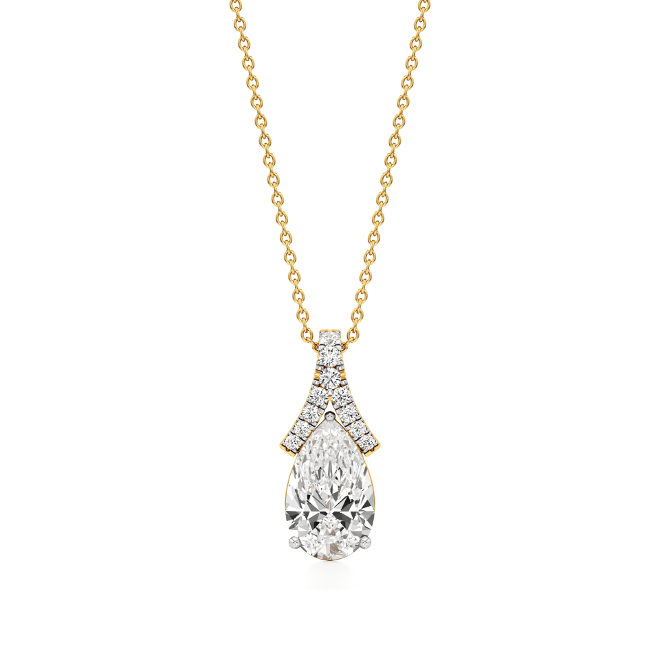 14k Yellow Gold Regal Teardrop Diamond Pendant