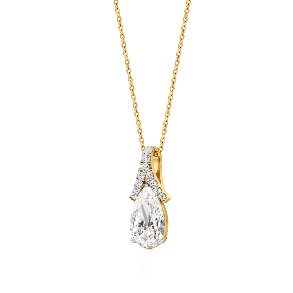 14k Yellow Gold Regal Teardrop Diamond Pendant