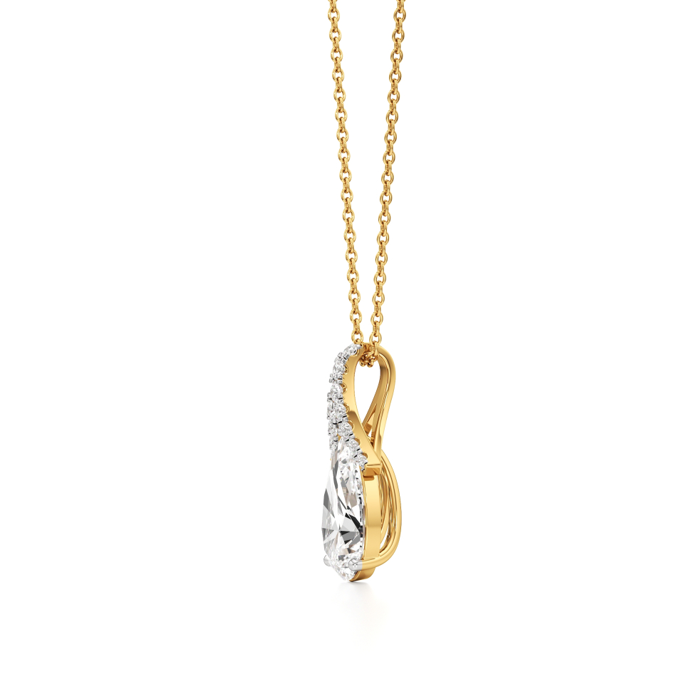 14k Yellow Gold Regal Teardrop Diamond Pendant
