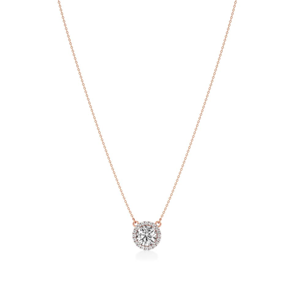 14k Rose Gold Radiance Single Halo Necklace