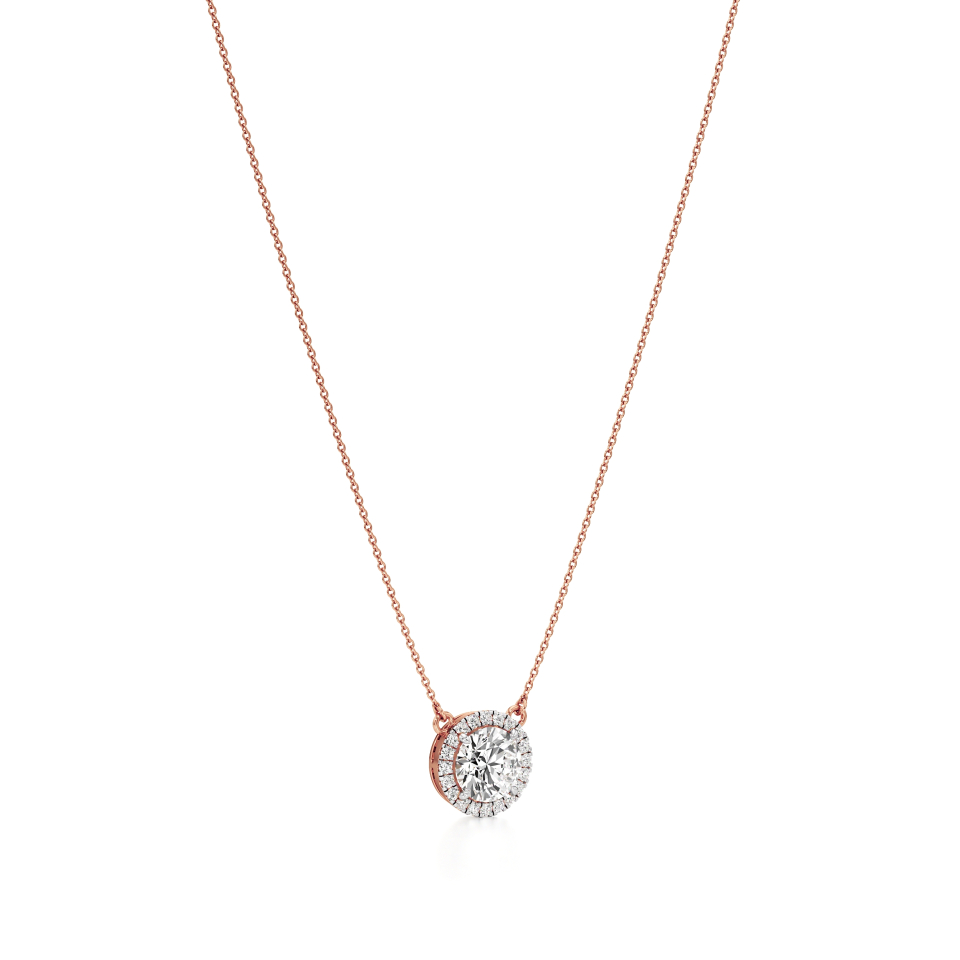 14k Rose Gold Radiance Single Halo Necklace