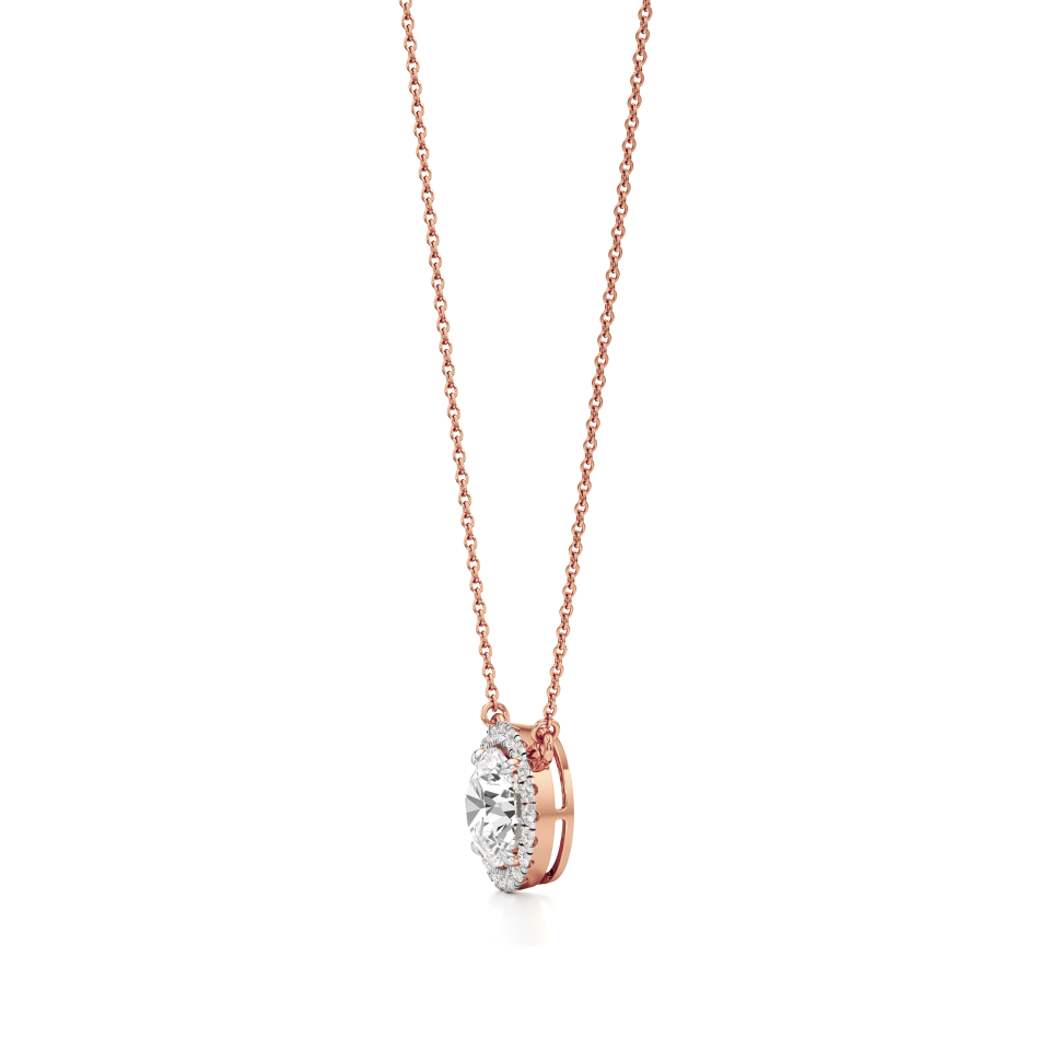 14k Rose Gold Radiance Single Halo Necklace