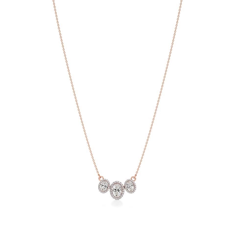 14k Rose Gold Ethereal Oval Halo Necklace