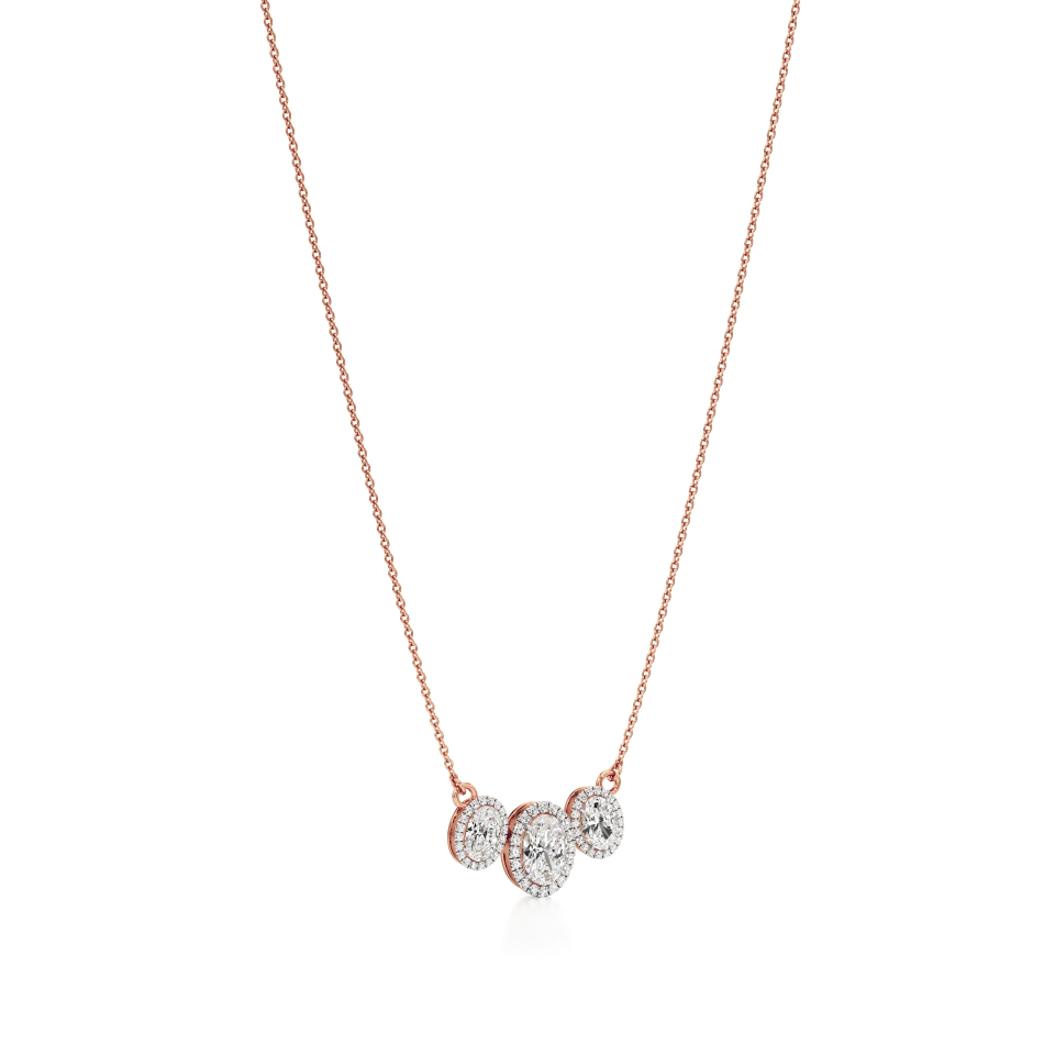 14k Rose Gold Ethereal Oval Halo Necklace