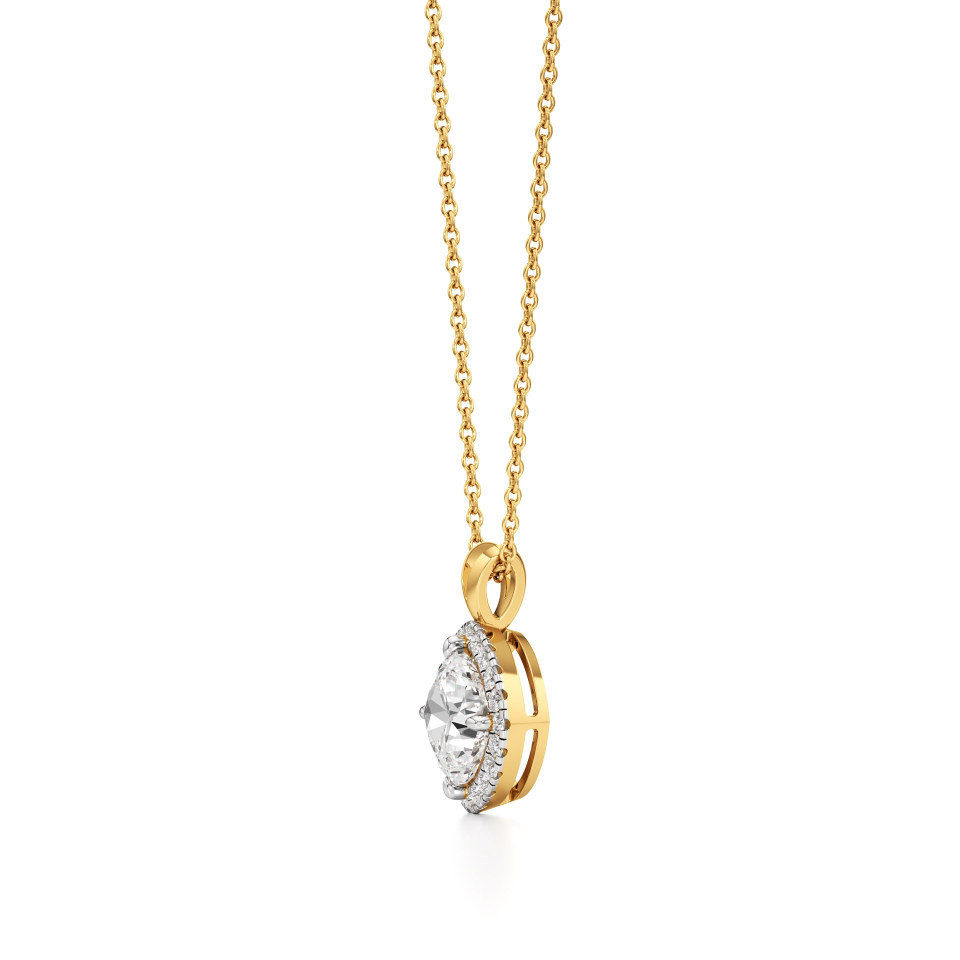 14k Yellow Gold Cushion Elegance Halo Pendant