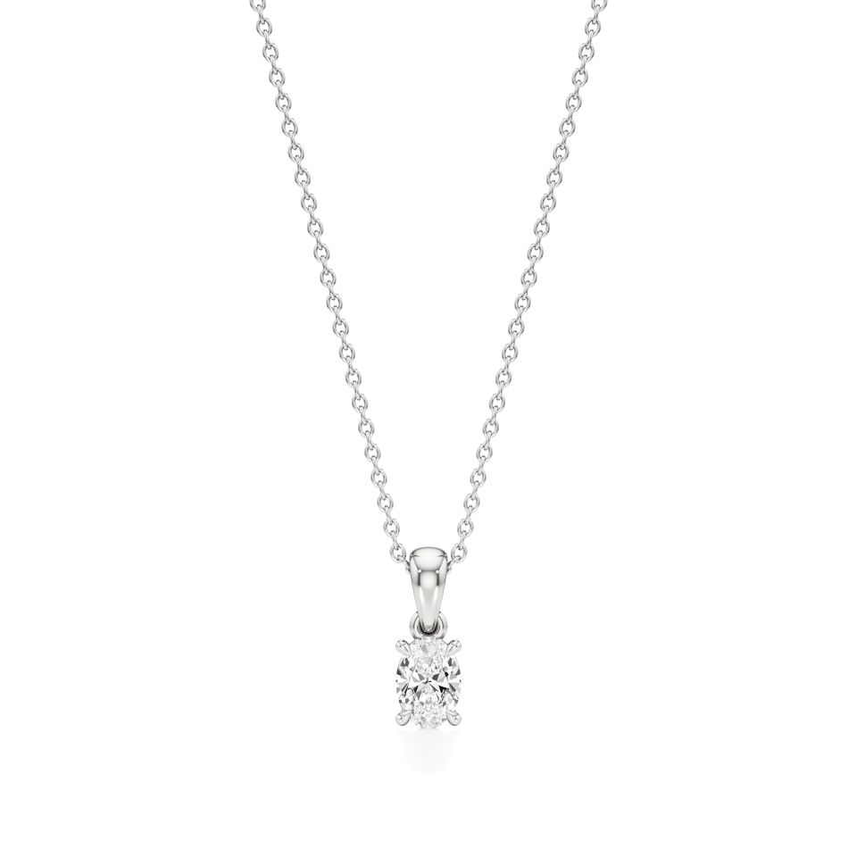 14k White Gold Allure Oval Elegance Solitaire Pendant