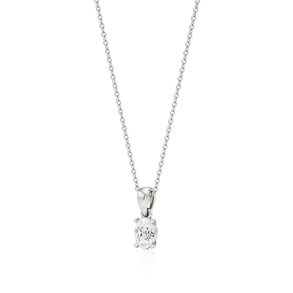 14k White Gold Allure Oval Elegance Solitaire Pendant