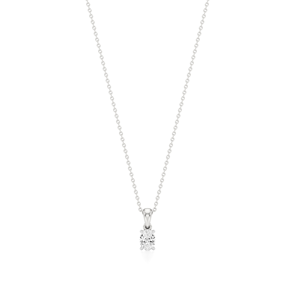 14k White Gold Allure Oval Elegance Solitaire Pendant