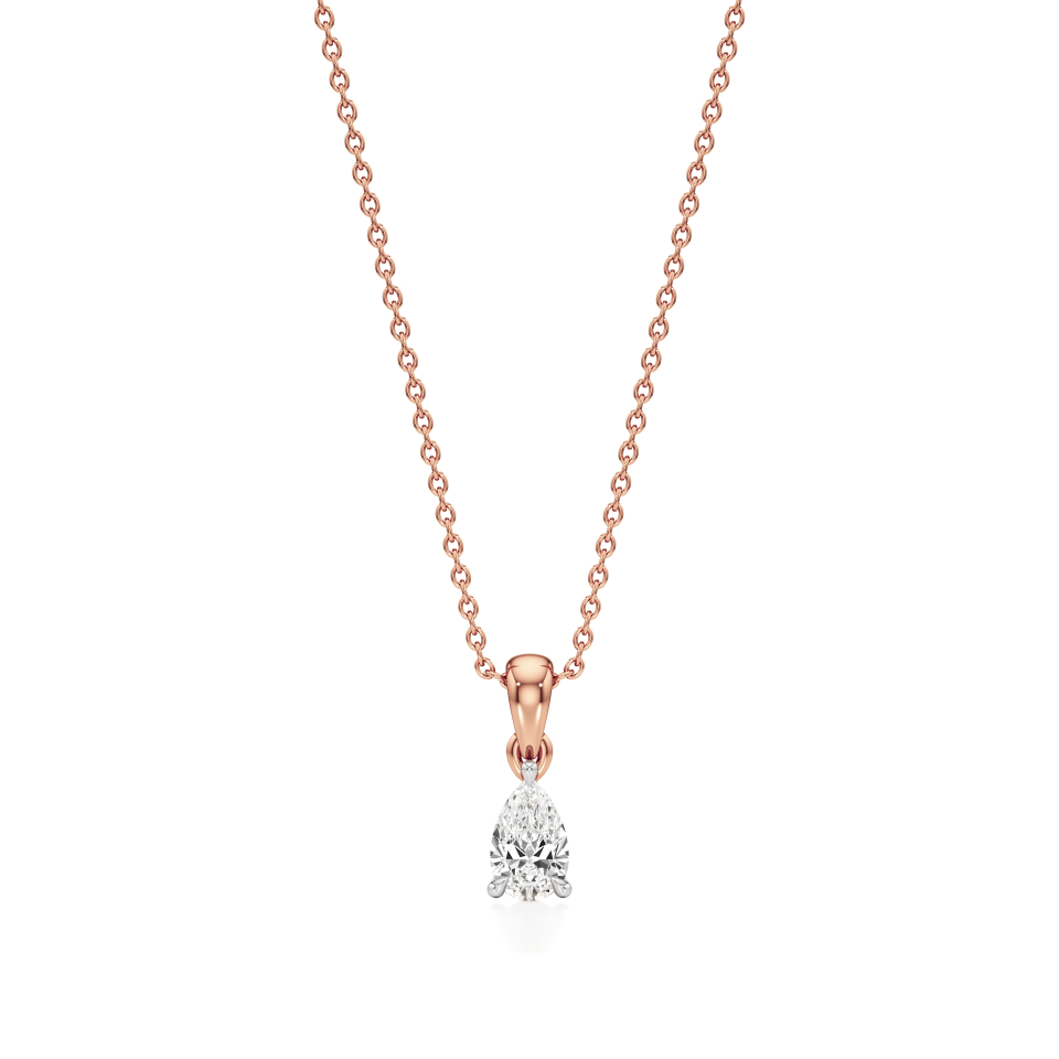 14k Rose Gold Teardrop Treasure Pear Solitaire Pendant