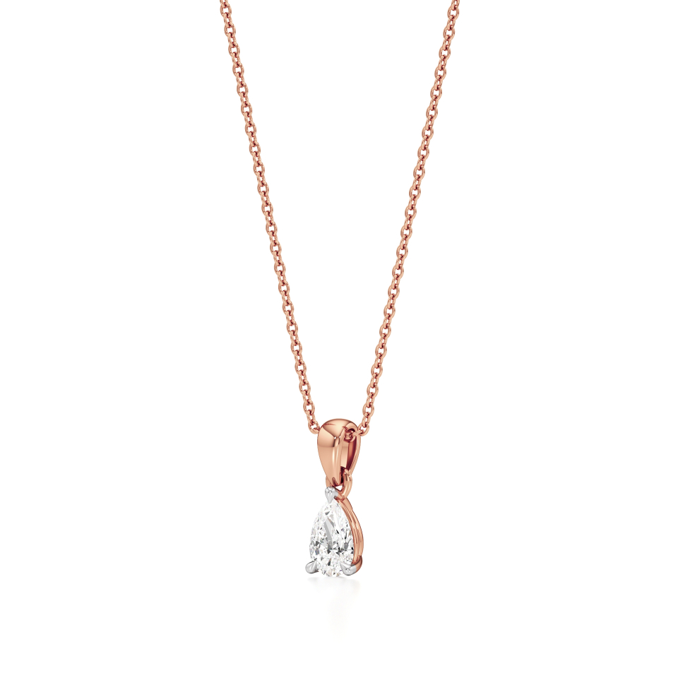 14k Rose Gold Teardrop Treasure Pear Solitaire Pendant