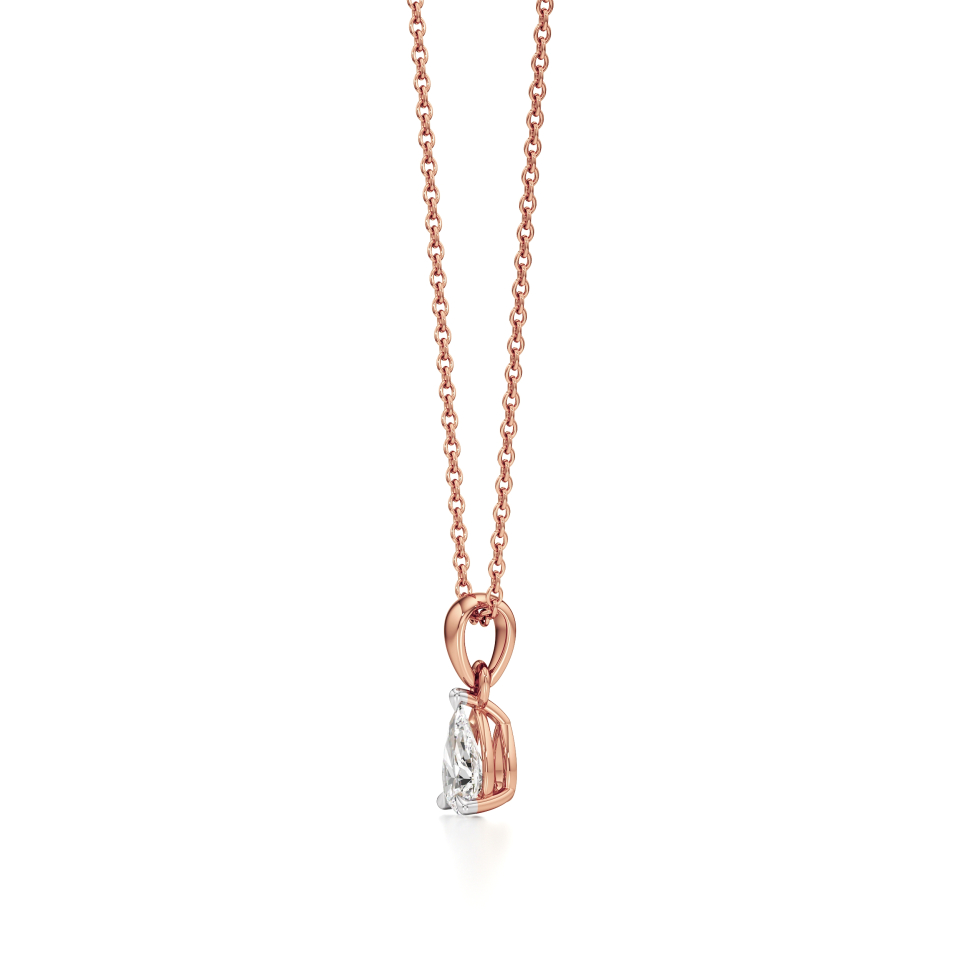 14k Rose Gold Teardrop Treasure Pear Solitaire Pendant