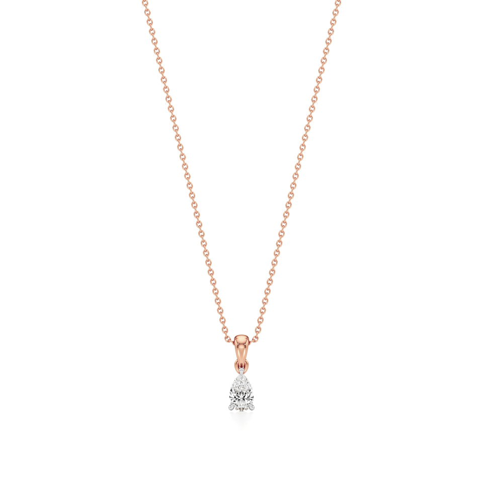 14k Rose Gold Teardrop Treasure Pear Solitaire Pendant