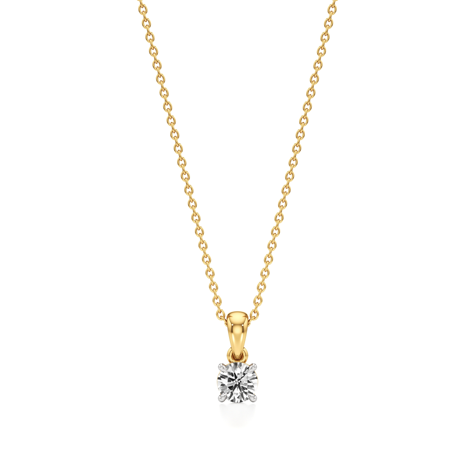 14k Yellow Gold Luminous Round Brilliant Solitaire Pendant
