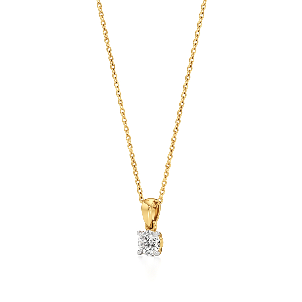 14k Yellow Gold Luminous Round Brilliant Solitaire Pendant