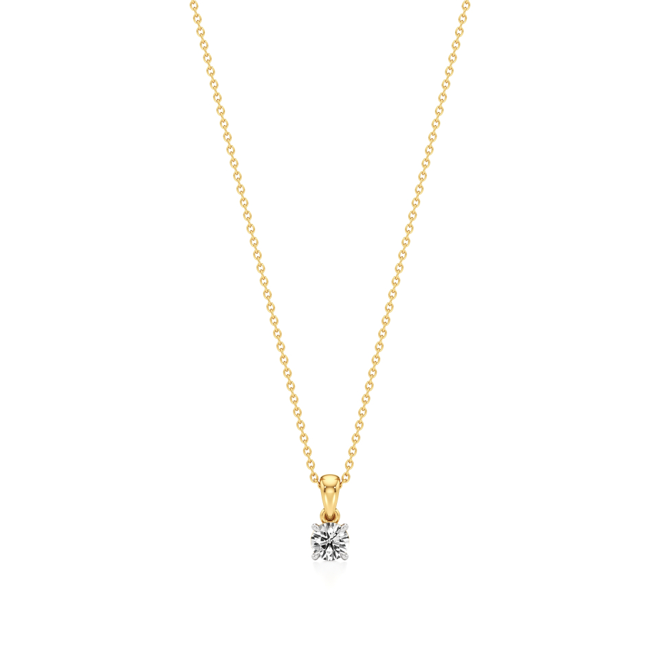 14k Yellow Gold Luminous Round Brilliant Solitaire Pendant