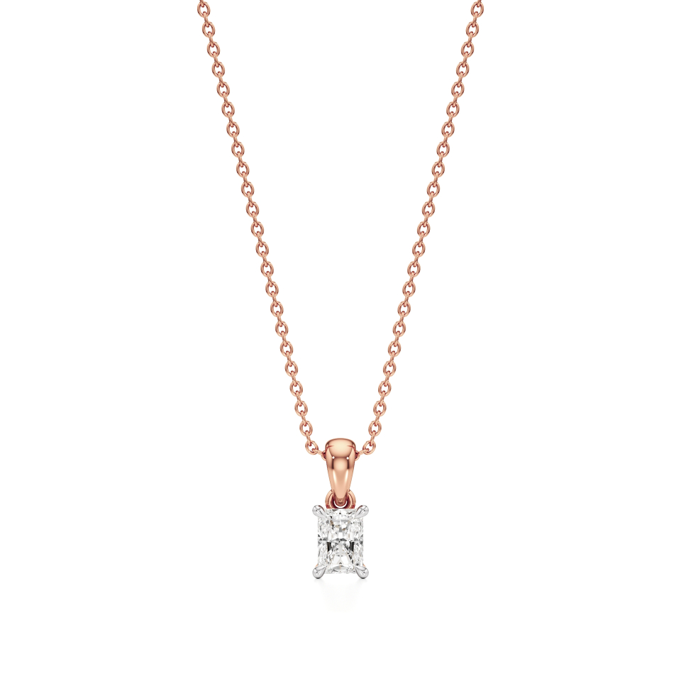 14k Rose Gold Brilliance Blaze Radiant Glow Solitaire Pendant