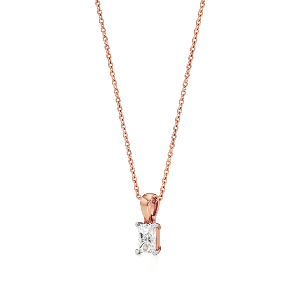 14k Rose Gold Brilliance Blaze Radiant Glow Solitaire Pendant