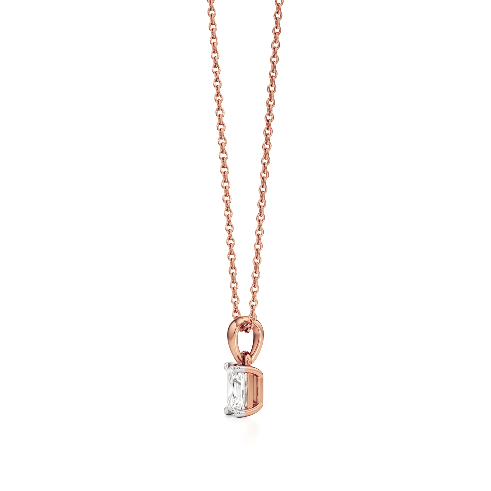 14k Rose Gold Brilliance Blaze Radiant Glow Solitaire Pendant