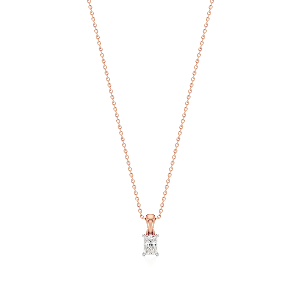 14k Rose Gold Brilliance Blaze Radiant Glow Solitaire Pendant