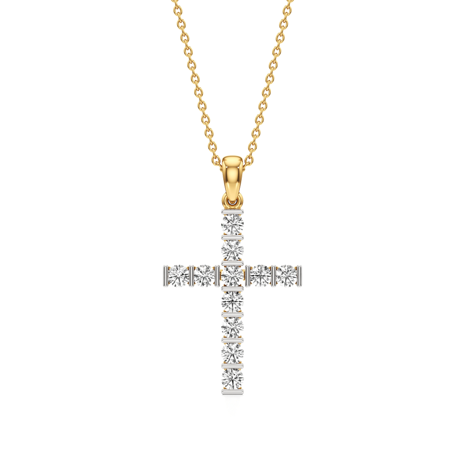 14k Yellow Gold Eternal Radiance Diamond Cross Pendant