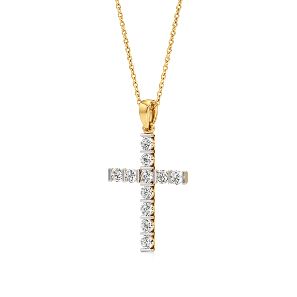 14k Yellow Gold Eternal Radiance Diamond Cross Pendant
