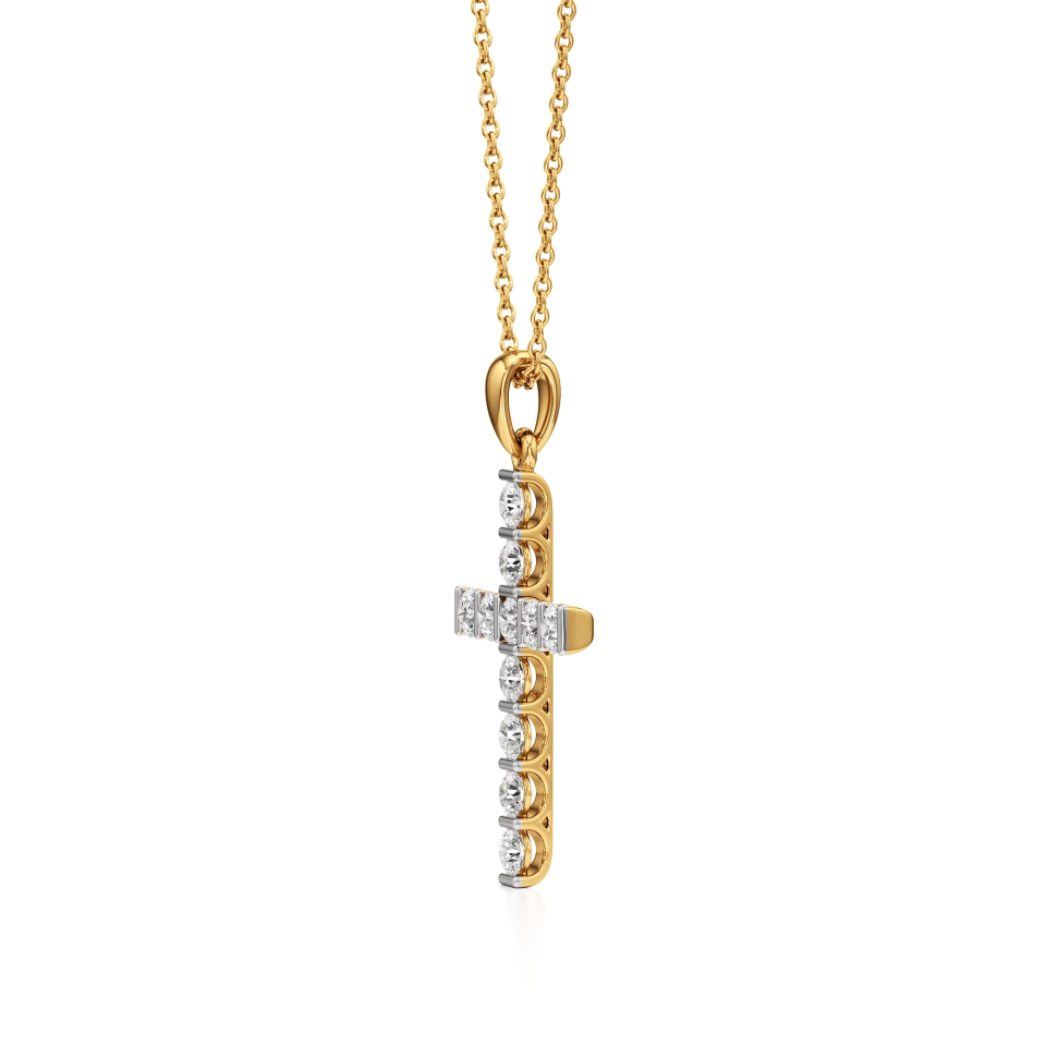 14k Yellow Gold Eternal Radiance Diamond Cross Pendant