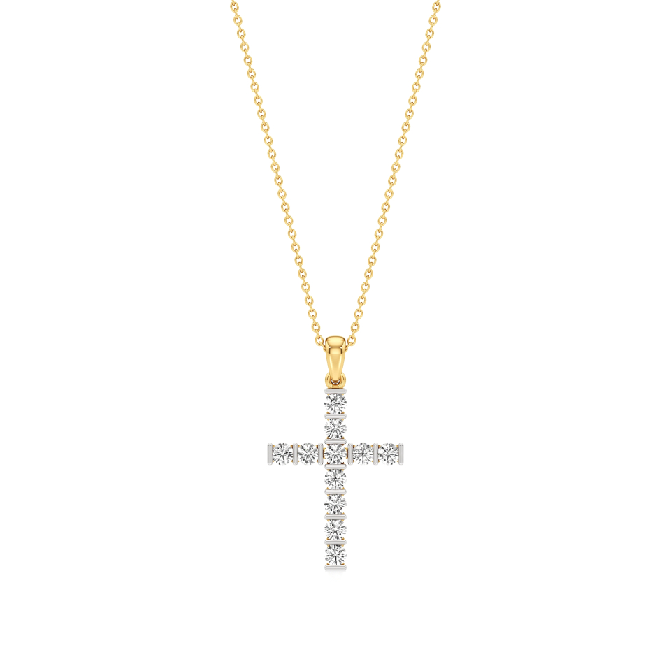 14k Yellow Gold Eternal Radiance Diamond Cross Pendant