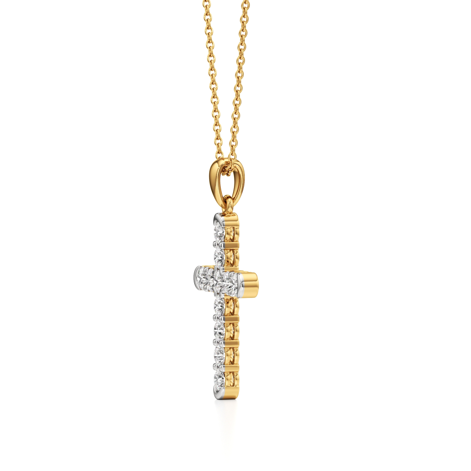 14k Yellow Gold Sacred Elegance Diamond Cross Pendant
