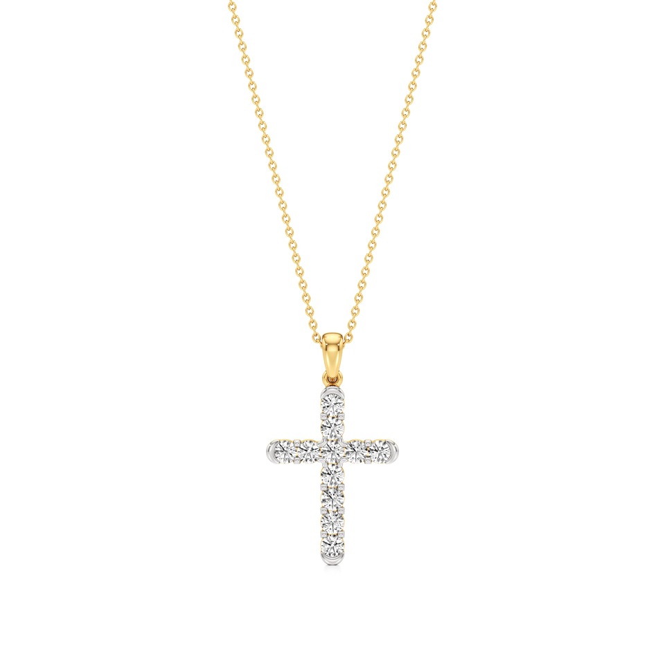 14k Yellow Gold Sacred Elegance Diamond Cross Pendant
