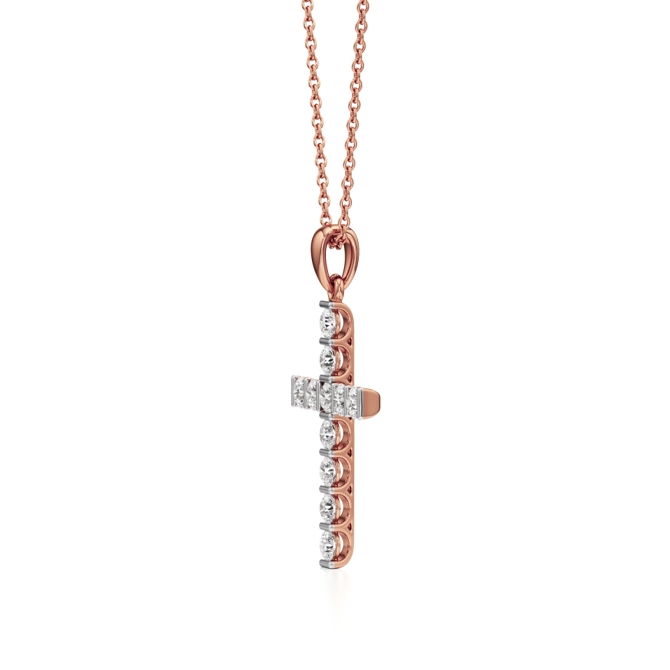 14k Rose Gold Luminous Faith Diamond Cross Pendant