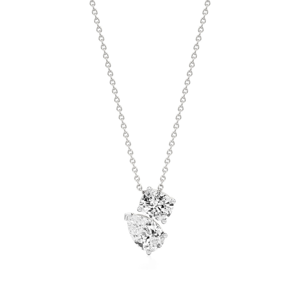 14k White Gold Cherished Moments Diamond Toi et Moi Pendant