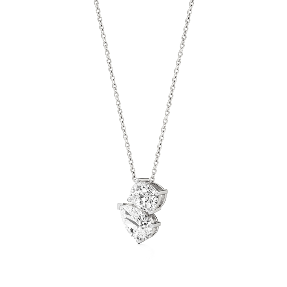 14k White Gold Cherished Moments Diamond Toi et Moi Pendant
